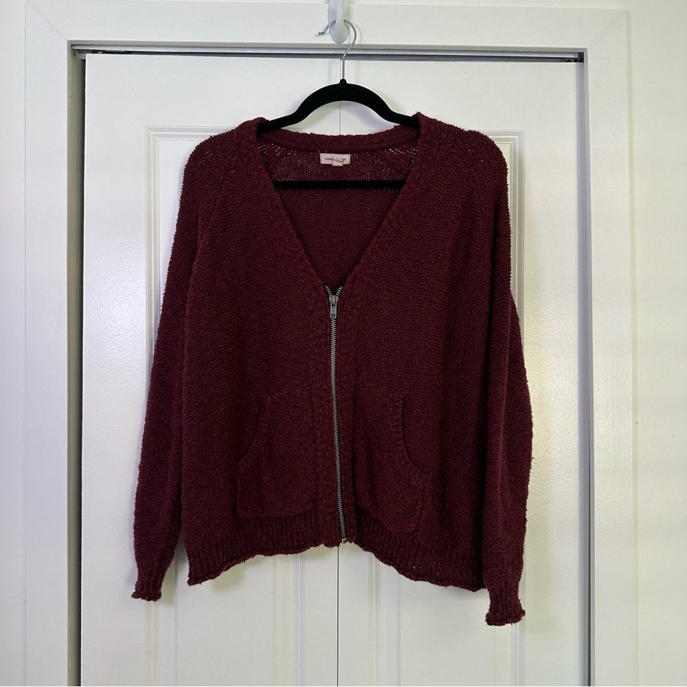 Urban Outfitters Silence & Noise Burgundy Zip Up Sweater XS